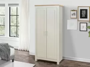 Image of Birlea Highgate Cream and Oak Effect 2 Door Wardrobe Flat Packed
