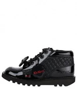 Image of Kickers Girls Kick Hi Bow Quilted Boot, Black, Size 1 Older