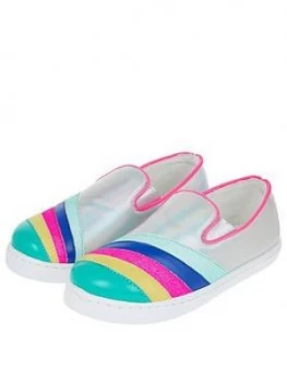 Image of Accessorize Girls Rainbow Stripe Pumps - Multi, Size 1 Older