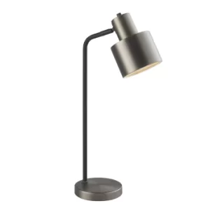 Image of Mayfield Task Table Lamp Brushed Silver Plate Finish, Matt Black