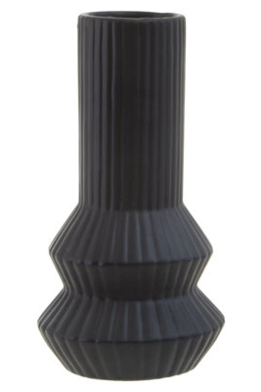 Image of Orsina Finely Crafted Black Vase, Geometric Design Flower Ceramic Vase, Compact And Lightweight Vase For Flowers
