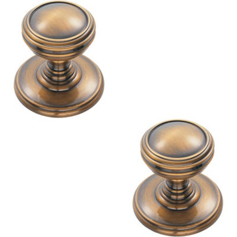 Image of Loops 2x Ringed Tiered Cupboard Door Knob 25mm Diameter Bronze Cabinet Handle Multi unisex