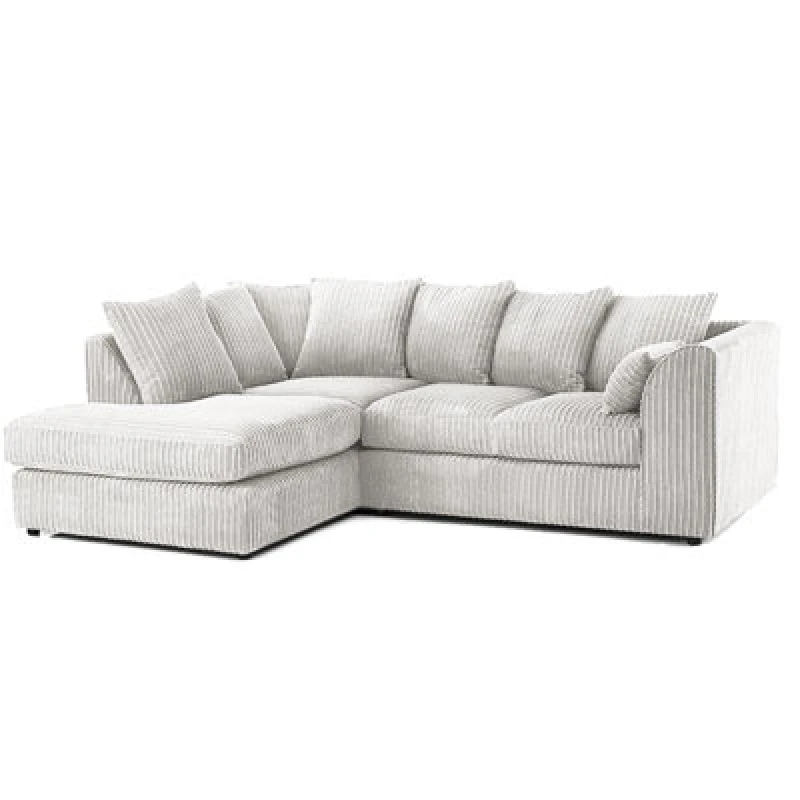 Image of Furnishings For Less UK Luxor Jumbo Cord 4 Seater Corner Sofa Silver Left Hand Facing