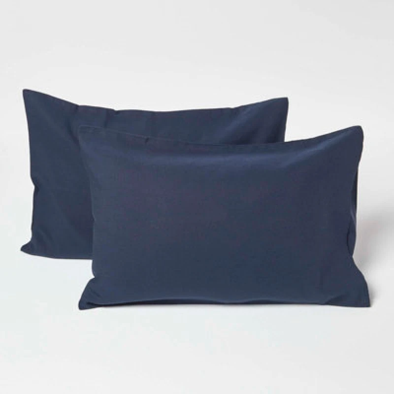 Image of Homescapes Linen Kid's Pillowcases 60 x 40 cm, Pack of 2 Navy