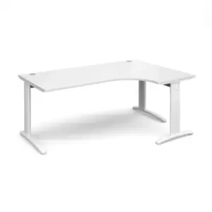 Image of Office Desk Right Hand Corner Desk 1800mm White Top With White Frame 1200mm Depth TR10 TDER18WWH
