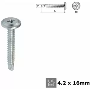 Image of Moderix - Self Tapping Screw ph Head Selfdrilling Screw with Flat Washer - Size 4.2x16mm - Pack of 100