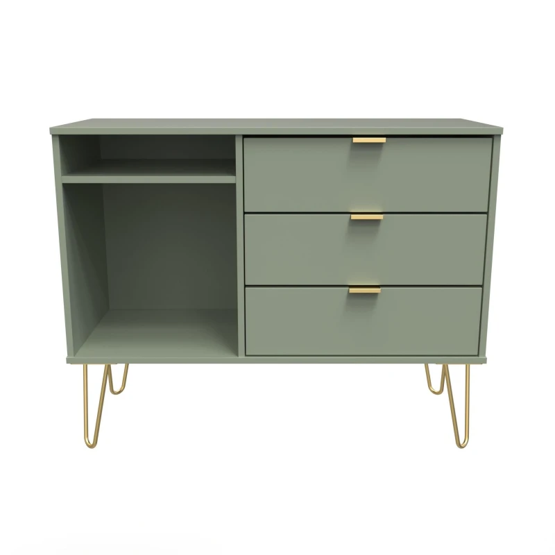 Image of Fuji 3 Drawer TV Unit In Reed Green (Ready Assembled)
