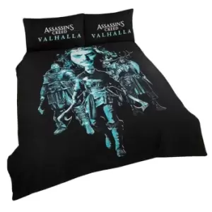 Image of Assassins Creed Valhalla Double Duvet Set (Double) (Black/Cyan)
