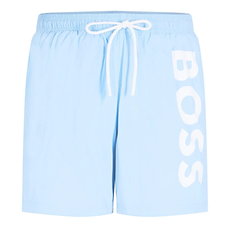 Image of Boss Mens Octopus Swim Shorts, Comfortable Elasticated Waist Pastel Blue male S