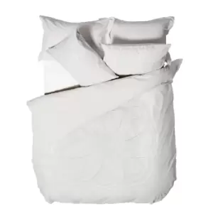 Image of Linen House Manisha Tufted Duvet Cover Set (Single) (White)