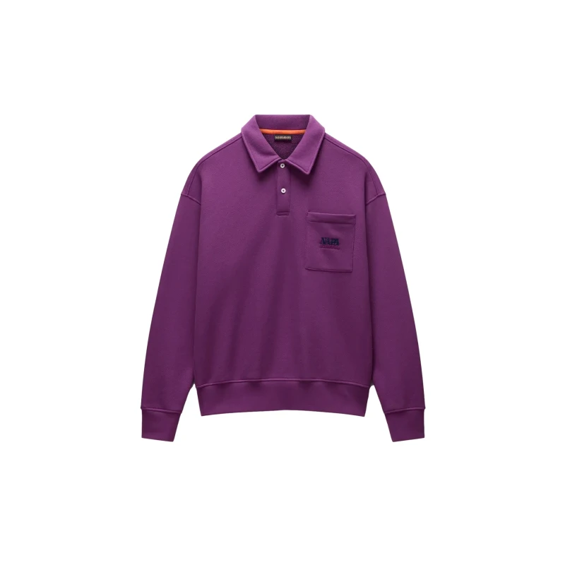 Image of Polo collar sweatshirt in French Terry Napapijri Miraat Violet Male M