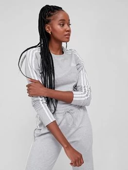 Image of adidas 3 Stripes Long Sleeve Tee - Medium Grey Heather Size M Women