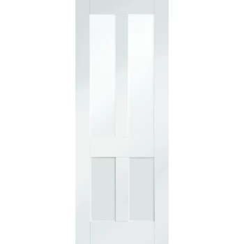 Image of XL Joinery Malton Shaker White Primed 2 Light Clear Glazed Internal Door - 1981mm x 762mm (78 inch x 30 inch)