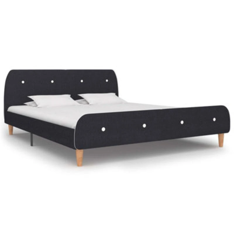 Image of vidaXL Bed Frame Dark Grey Fabric 160x200cm Upholstered Double Bed Furniture