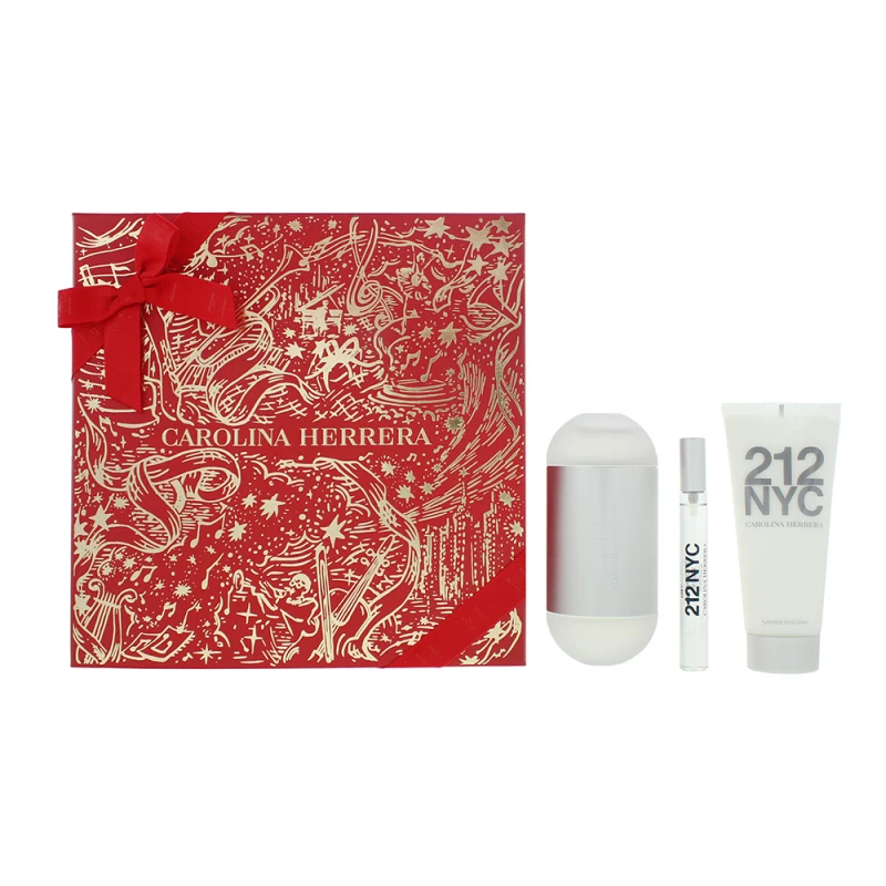 Image of Carolina Herrera 212 Nyc 3 Piece Gift Set: Eau de Toilette 100ml - Eau de Toilette 10ml - Body Lotion 100ml