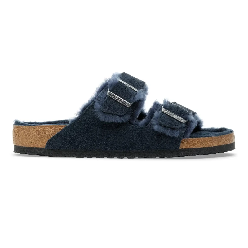 Image of Birkenstock Sandals Birkenstock Arizona Shearling Suede Leather/Fur New Navy Bleu Unisex 41