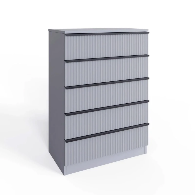 Image of FWStyle FWStyle 5 Drawer Chest Of Drawers Dark Matt Grey Grey One Size Unisex 5056413129338