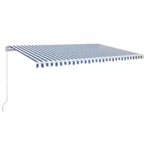 Image of Vidaxl - Manual Retractable Awning 500x350cm Blue and White Blue