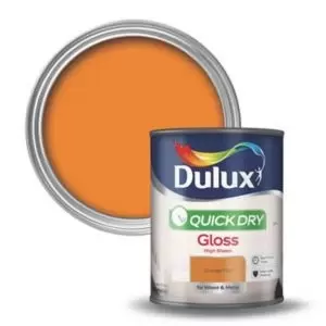 Image of Dulux Quick Dry Orange Fizz Gloss High Sheen Paint 750ml