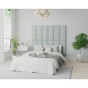 Image of EasyMount Wall Mounted Upholstered Panels, Modular diy Headboard in Pure Pastel Cotton Fabric, Eau De Nil (Pack of 2) - Aspire