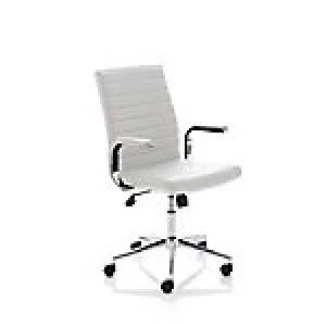 Image of Executive Chair Ezra White Leather With Fixed Padded Arms