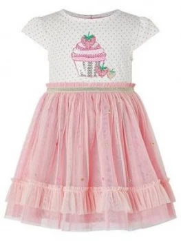Image of Monsoon Baby Girls Nessie Strawberry Disco Dress - Pink