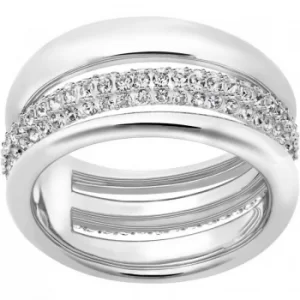 Image of Ladies Swarovski Rhodium Plated Size O Exact Ring 55