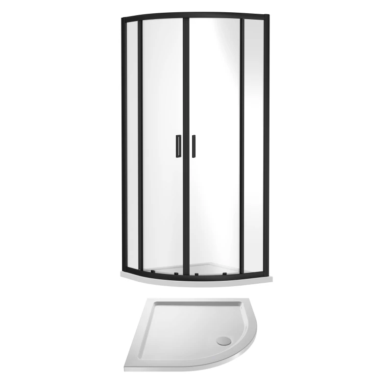 Image of Balterley Quadrant Shower Enclosure Resin Shower Tray 800mm Matt Black White White