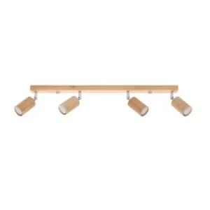 Image of Berg Ceiling 4 Spotlight Bar, Natural Wood, 80cm