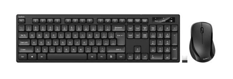 Image of Belkin BBZ010UK keyboard Mouse included Universal RF Wireless + USB UK English Black BBZ010UK