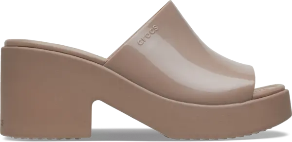 Image of Crocs Women Brooklyn High Shine Heel Sandals Latte 8