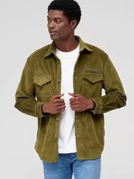 Image of Tommy Hilfiger Flex Corduroy Solid Overshirt - Green, Size L, Men