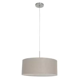 Image of Sparkled Light Cylindrical Pendant Ceiling Light Steel Brushed, Linen Fabric