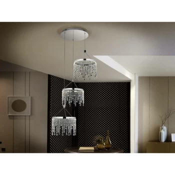 Image of Schuller Anastasia - Integrated LED Crystal 3 Light Cluster Drop Ceiling Pendant Chrome