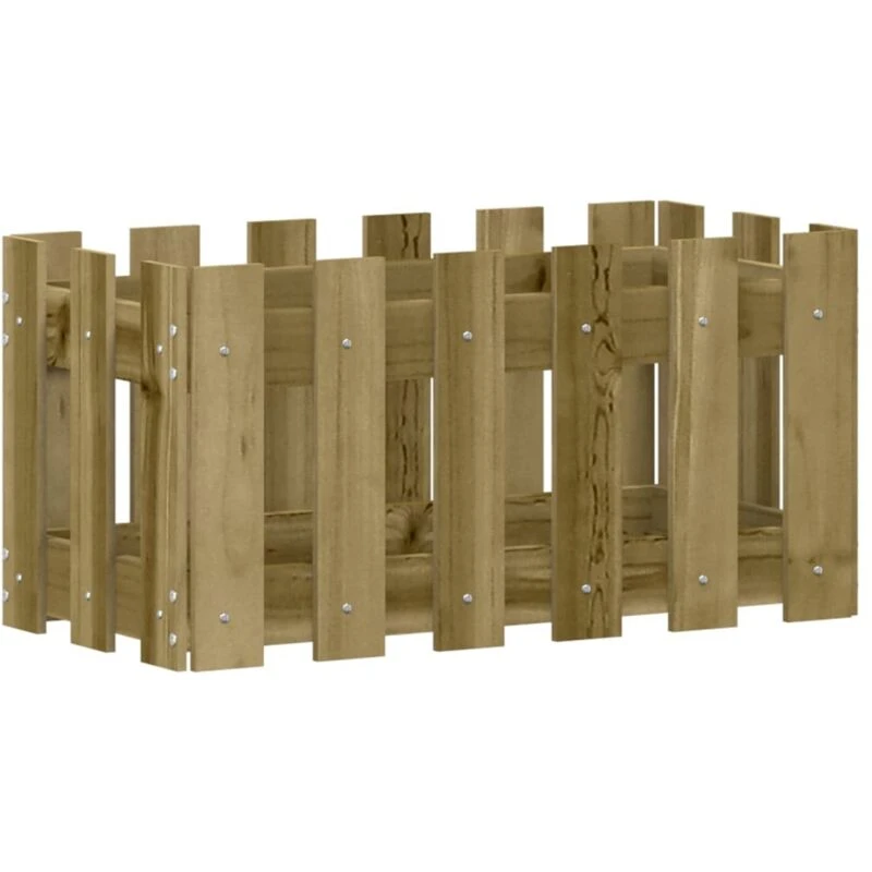 Image of vidaXL Planter w/ Fence Design 60x30x30cm Impregnated Pine, Brown 832471