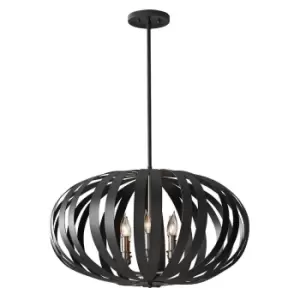 Image of 6 Bulb Chandelier Hanging Pendant LIght Textured Black LED E14 40W Bulb