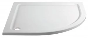 Image of Wickes Offset Quadrant Right Hand 45mm White Cast Stone Shower Tray - 1200 x 800mm
