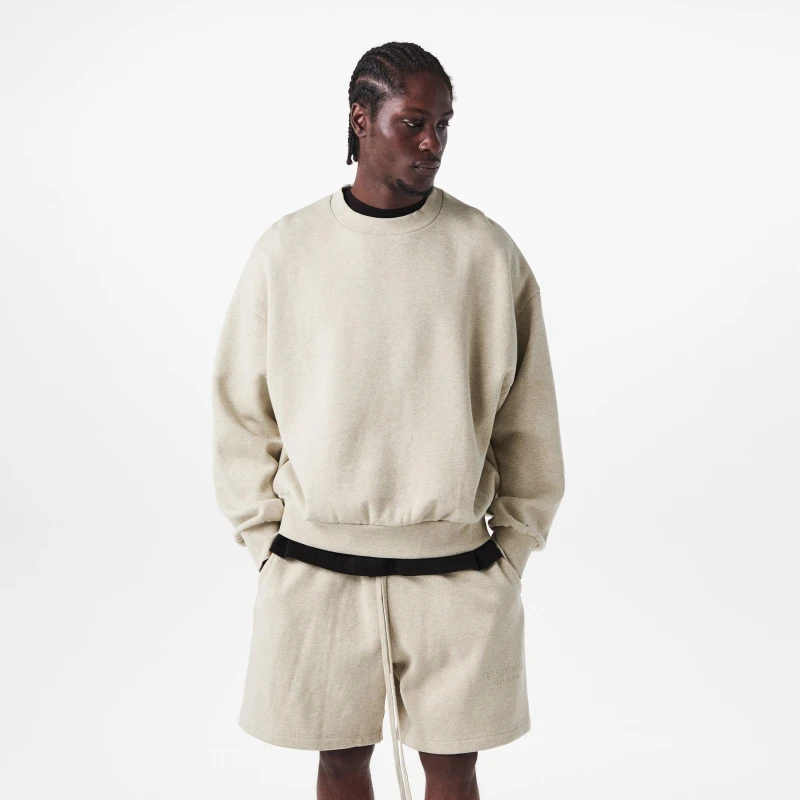 Image of Fear Of God Essentials Mens Crew Sweater Heather Stone male X Small