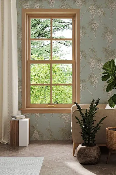 Image of Superfresco Easy Wisteria Floral Wallpaper Duck Egg Blue