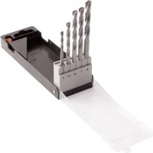 Image of C.K. T3112 Tungsten carbide Masonry twist drill bit set 5 Piece 4 mm, 5.5 mm, 6.5 mm, 7 mm, 8mm Hex shank 1 Set