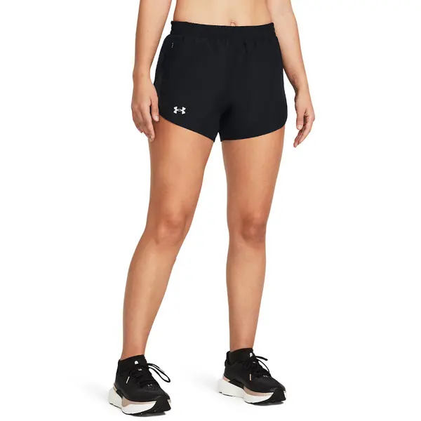 Image of Under Armour Womens Fly By 3" Running Shorts L- Waist 30.5 - 32.5' Black Reflective 1382438-001-L