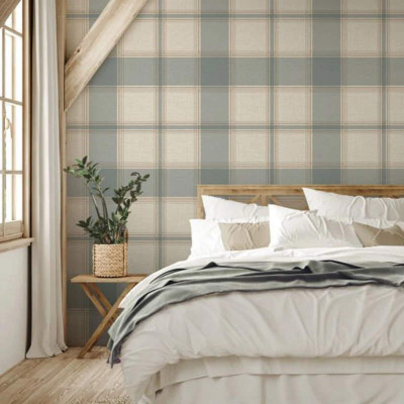 Image of Belgravia Decor Carmella Textured Check Wallpaper Blue (7157)