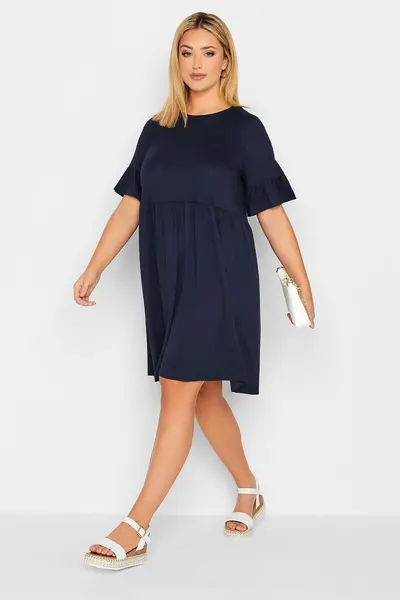 Image of Yours Smock Dress Blue