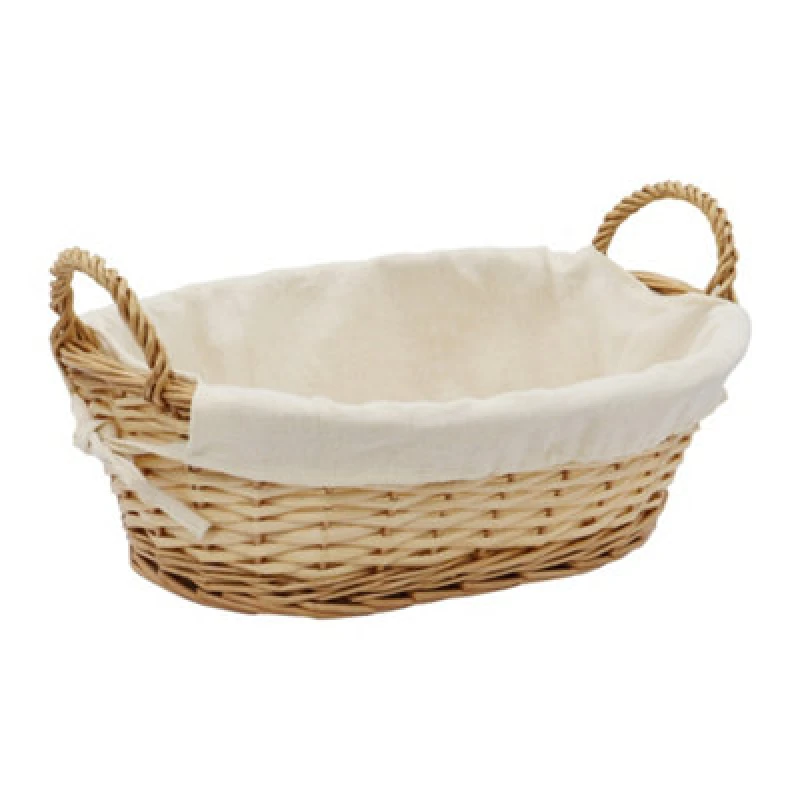 Image of JVL Hand Woven Acacia Oval Willow Storage Basket with Lining Gold