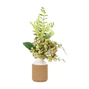 Image of Gallery Interiors Vase with Faux Hydrangea Arrangemnt in Green