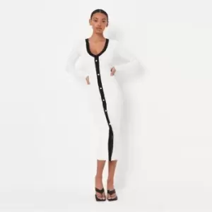 Image of Missguided Tallbutton Through Knitted Cardi Dress - Cream