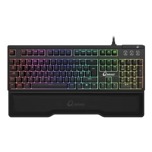Image of Qpad Mk-75 Pro Gaming Mechanical Cherry Brown Mx Keyboard with RGB Backlit and Wristrest Aluminium (UK Layout)