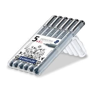 Image of Staedtler Pigment Liner Assorted Width Black Pack of 6 308 SB6P1