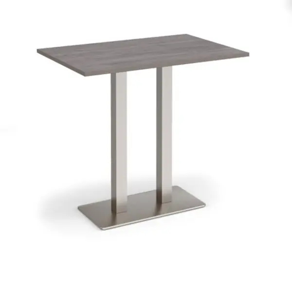 Image of Eros Eros rectangular poseur table with flat brushed steel rectangular base and twin uprights 1200mm x 800mm - grey oak EPR1200-BS-GO