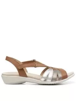 Image of Hotter Hotter Flare Multi Strap Leather Sandals - Tan Multi, Brown, Size 8, Women